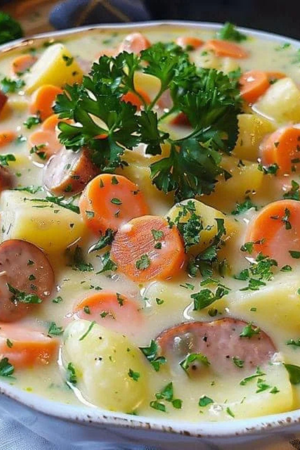 Kohlrabi-Kartoffel-Eintopf mit Wiener Würstchen