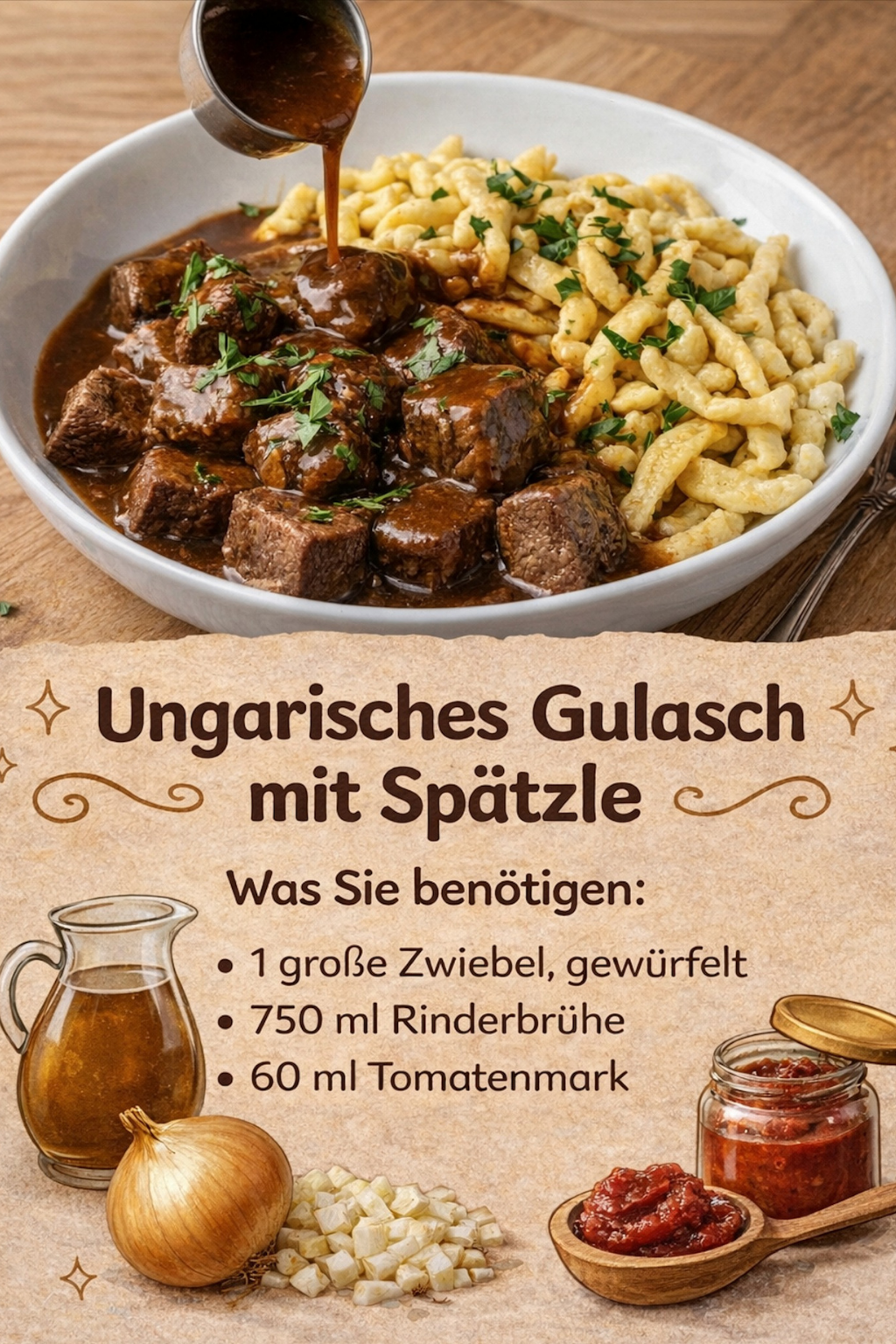 Ungarisches Gulasch mit Spätzle echtes Seelenessen wie bei Oma