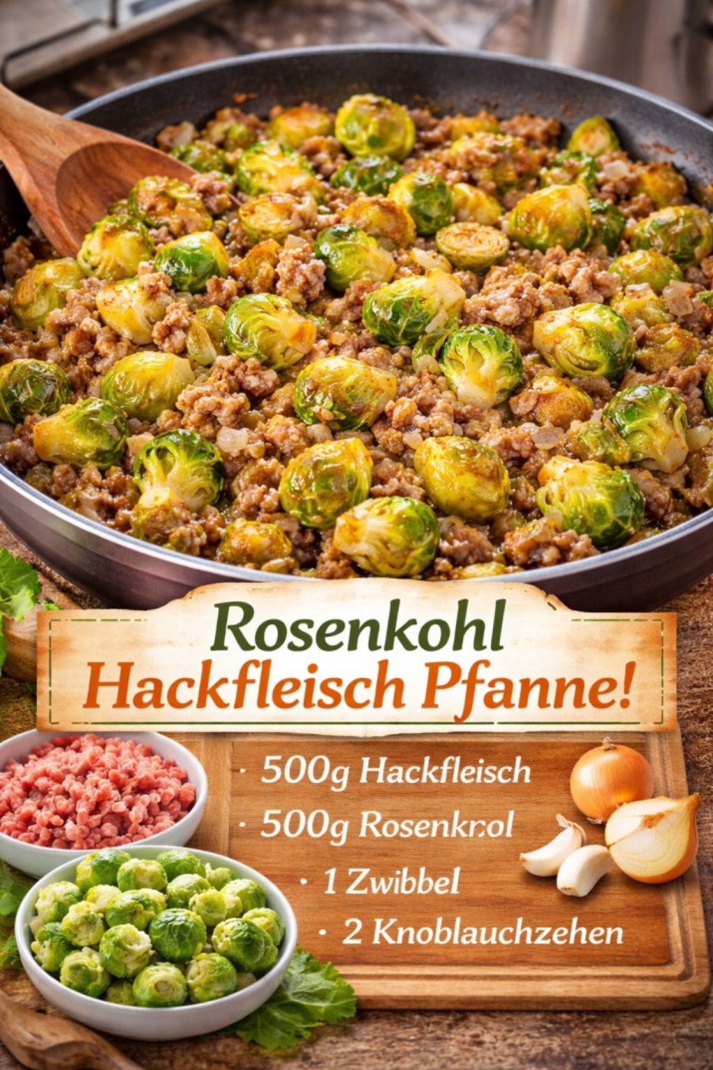 Würzige Rosenkohl-Hackfleisch-Pfanne
