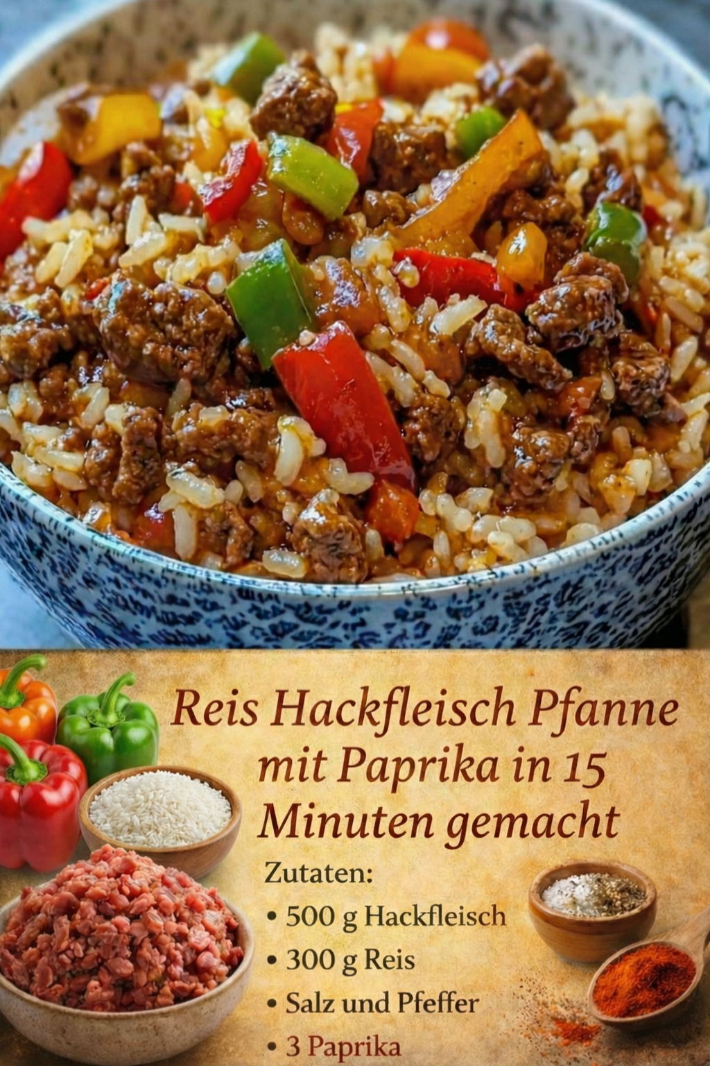 Reis-Hackfleisch-Pfanne mit Paprika – Herzhaft, schnell & sättigend