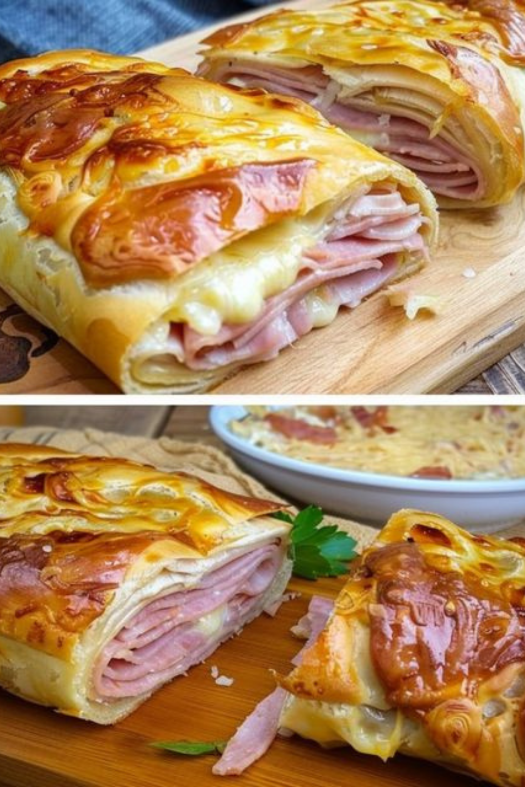 Blätterteigstrudel mit Schinken & Käse