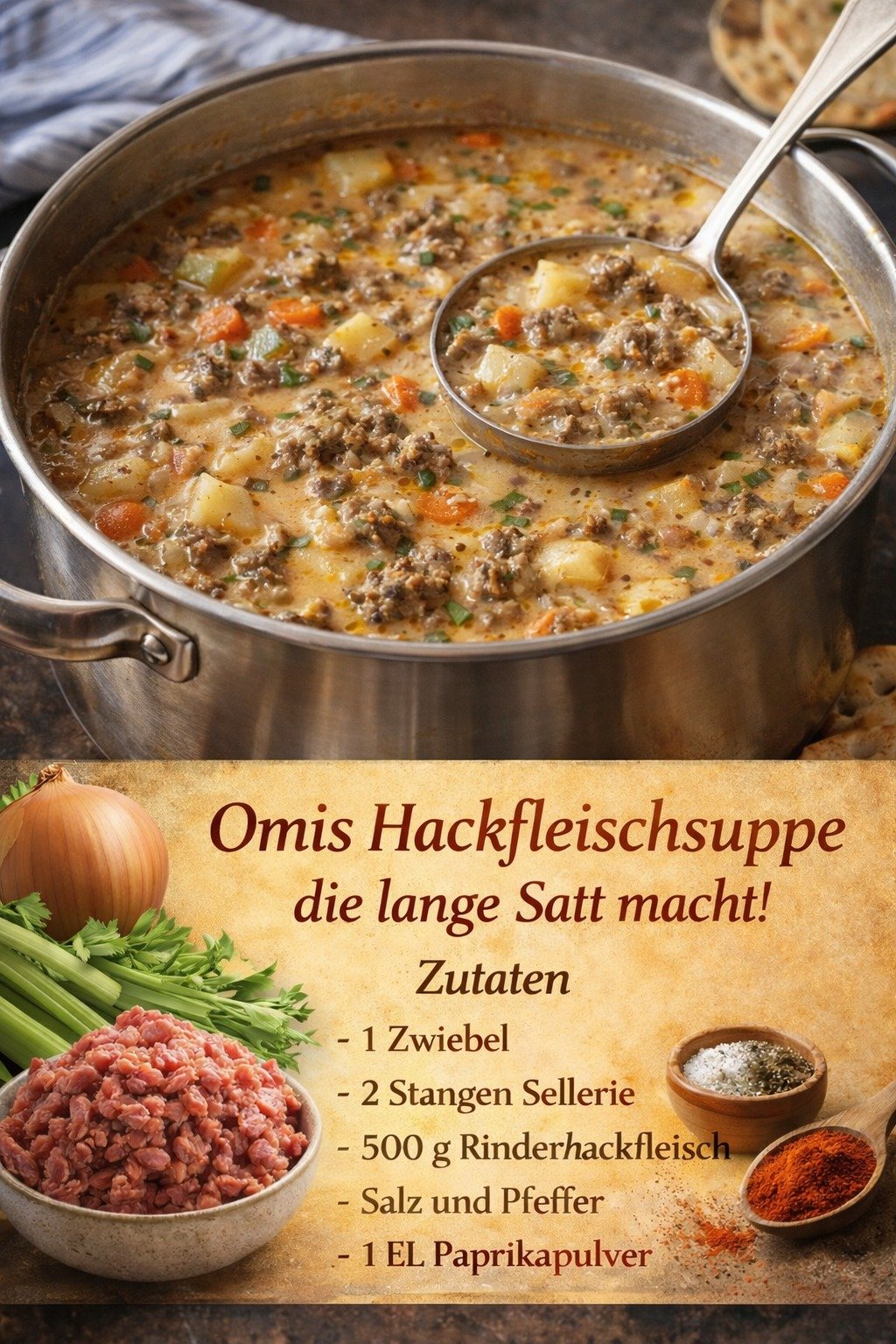 Omis Hackfleischsuppe – schmeckt am nächsten Tag genauso lecker