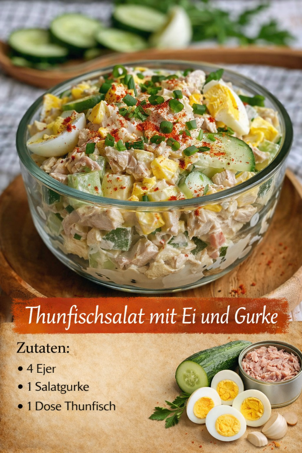 Cremiger Thunfischsalat mit Ei & Gurke: Einfach & Leicht