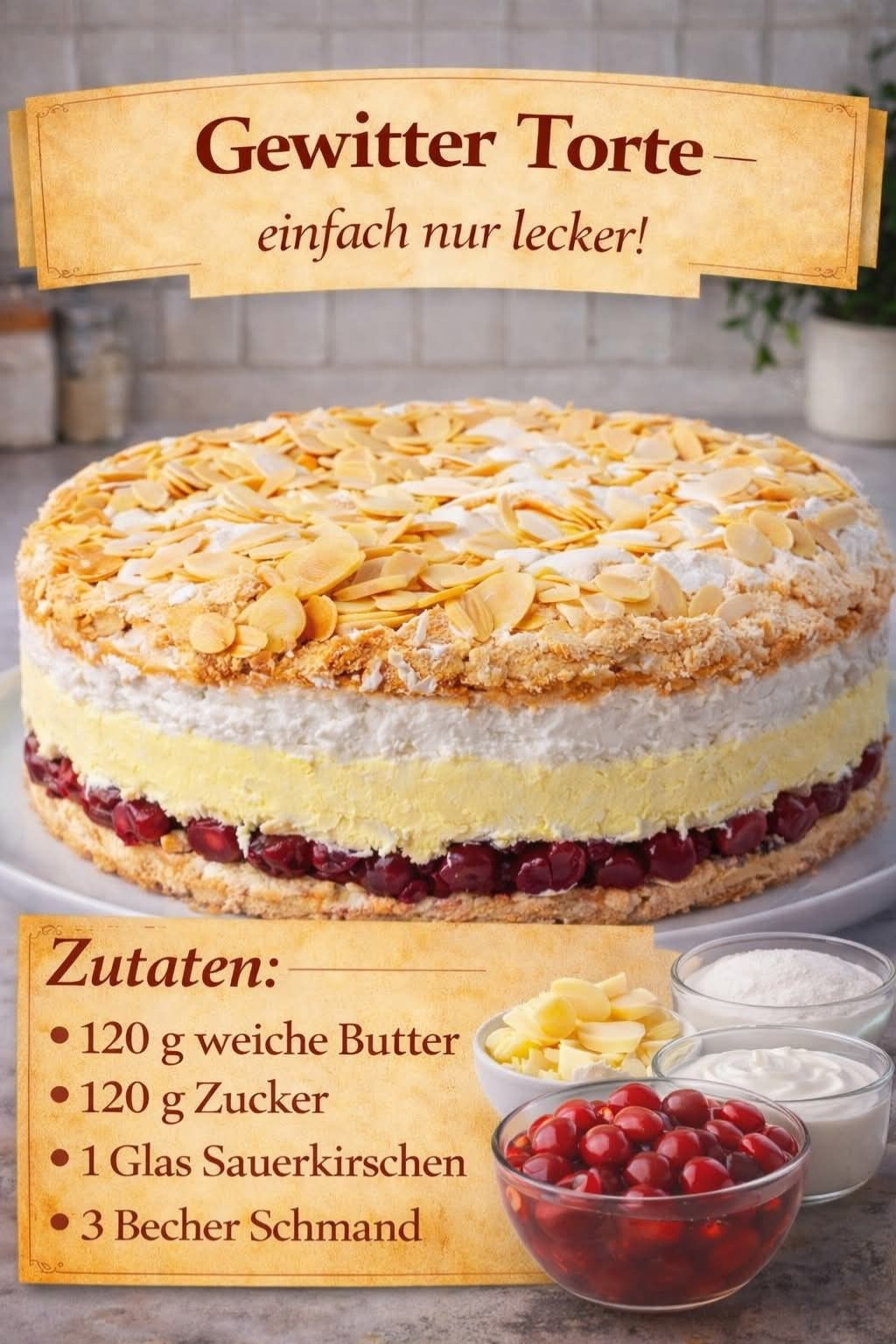 Traumhafte Gewitter-Torte mit Sauerkirschen