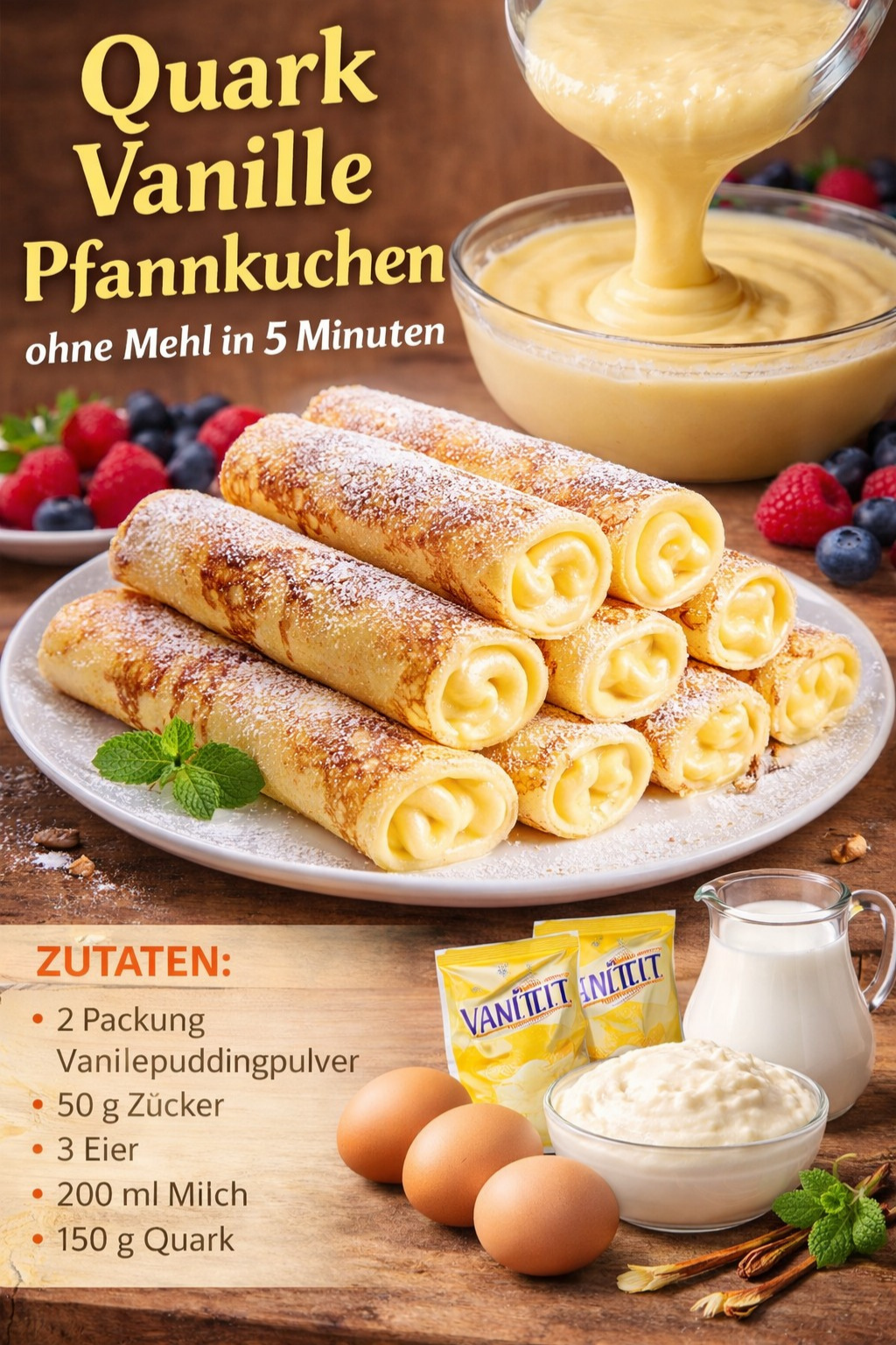 Quark-Vanille-Pfannkuchen ohne Mehl: In 5 Minuten fertig