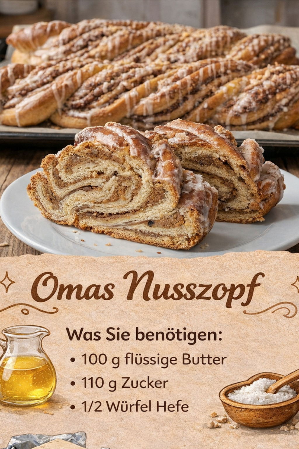 Klassischer Nusszopf wie vom Bäcker: Saftig & Nussig