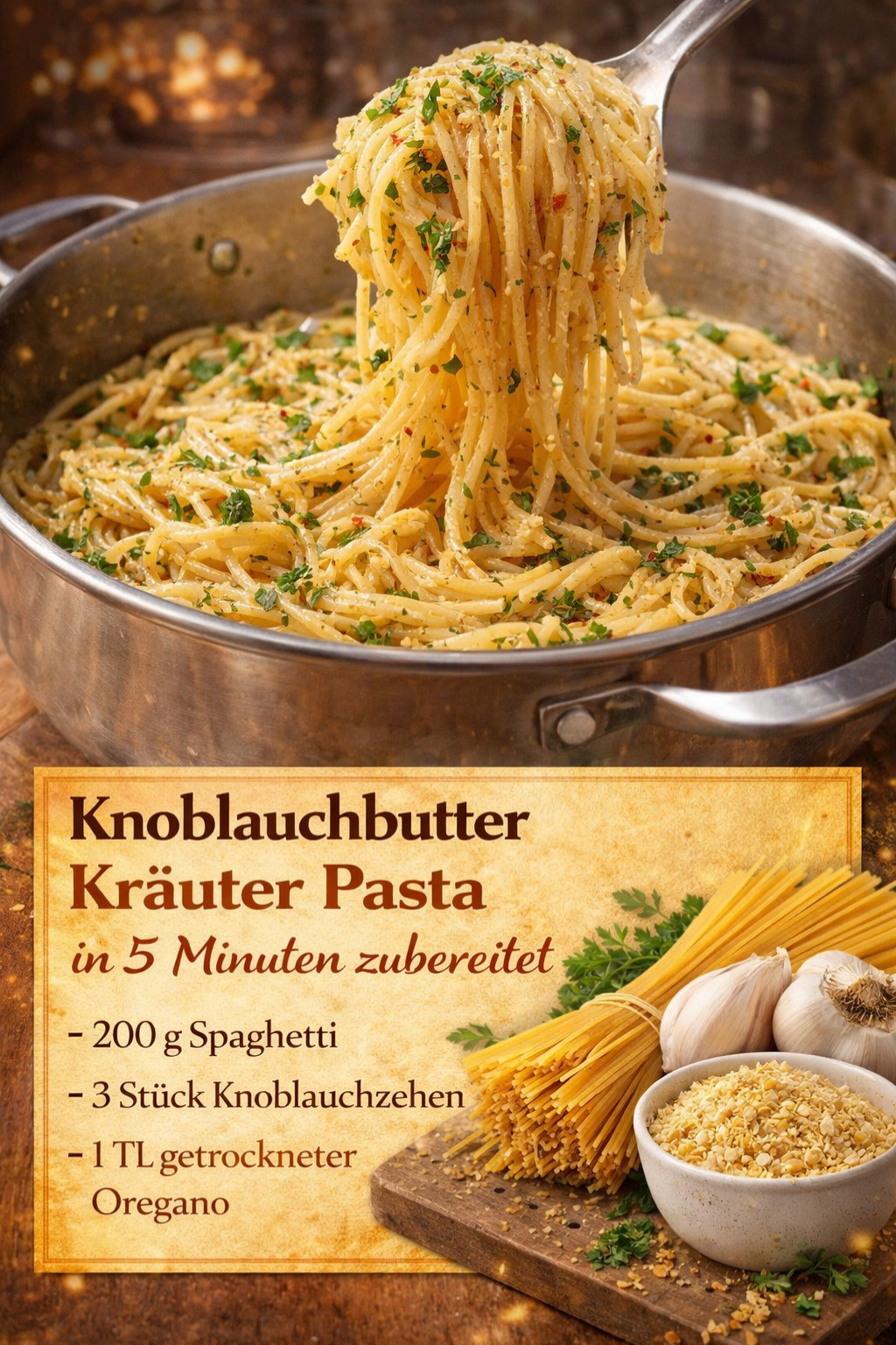 Knoblauchbutter-Kräuter-Pasta: Schnell, aromatisch und unwiderstehlich