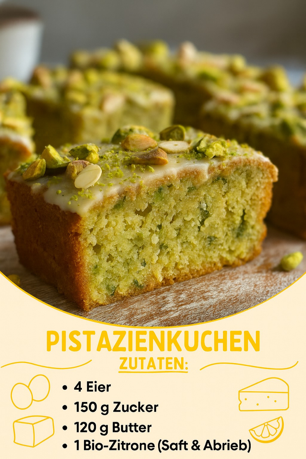 Saftiger Pistazienkuchen mit Zitrone