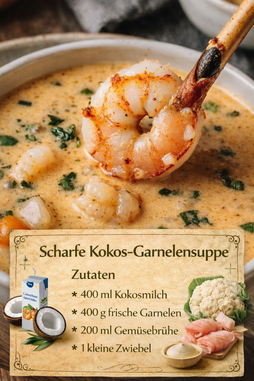 Scharfe Kokos-Garnelensuppe: Exotisch & Schnell