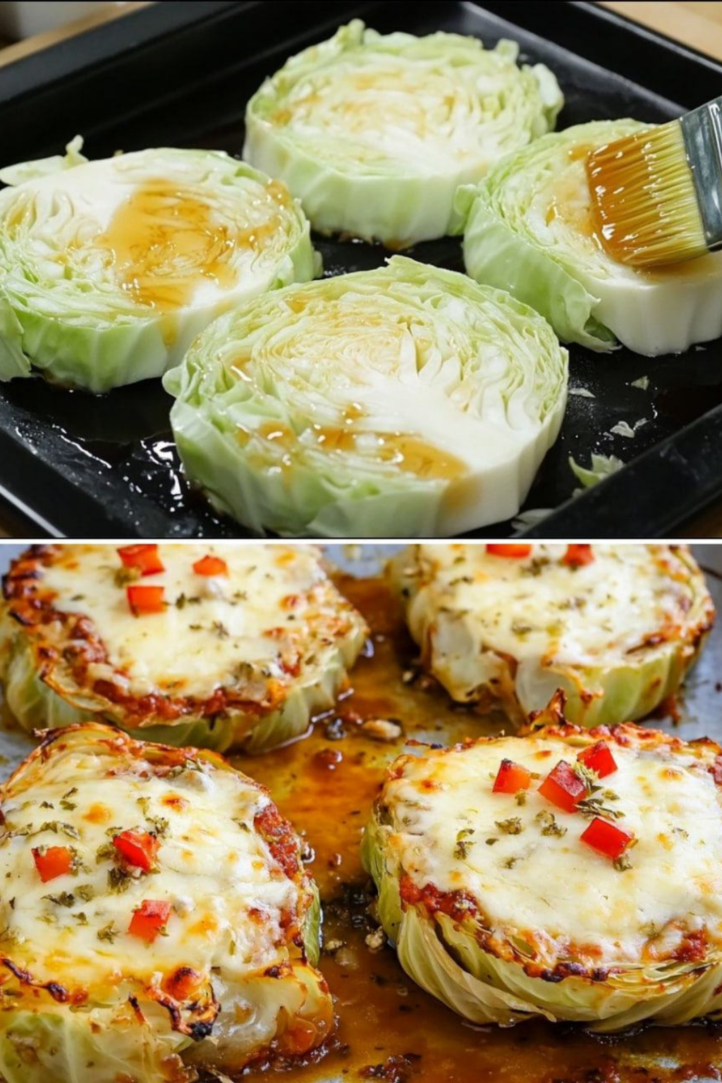 Herzhafte Kohl-Steaks mit Gemüsefüllung & Mozzarella