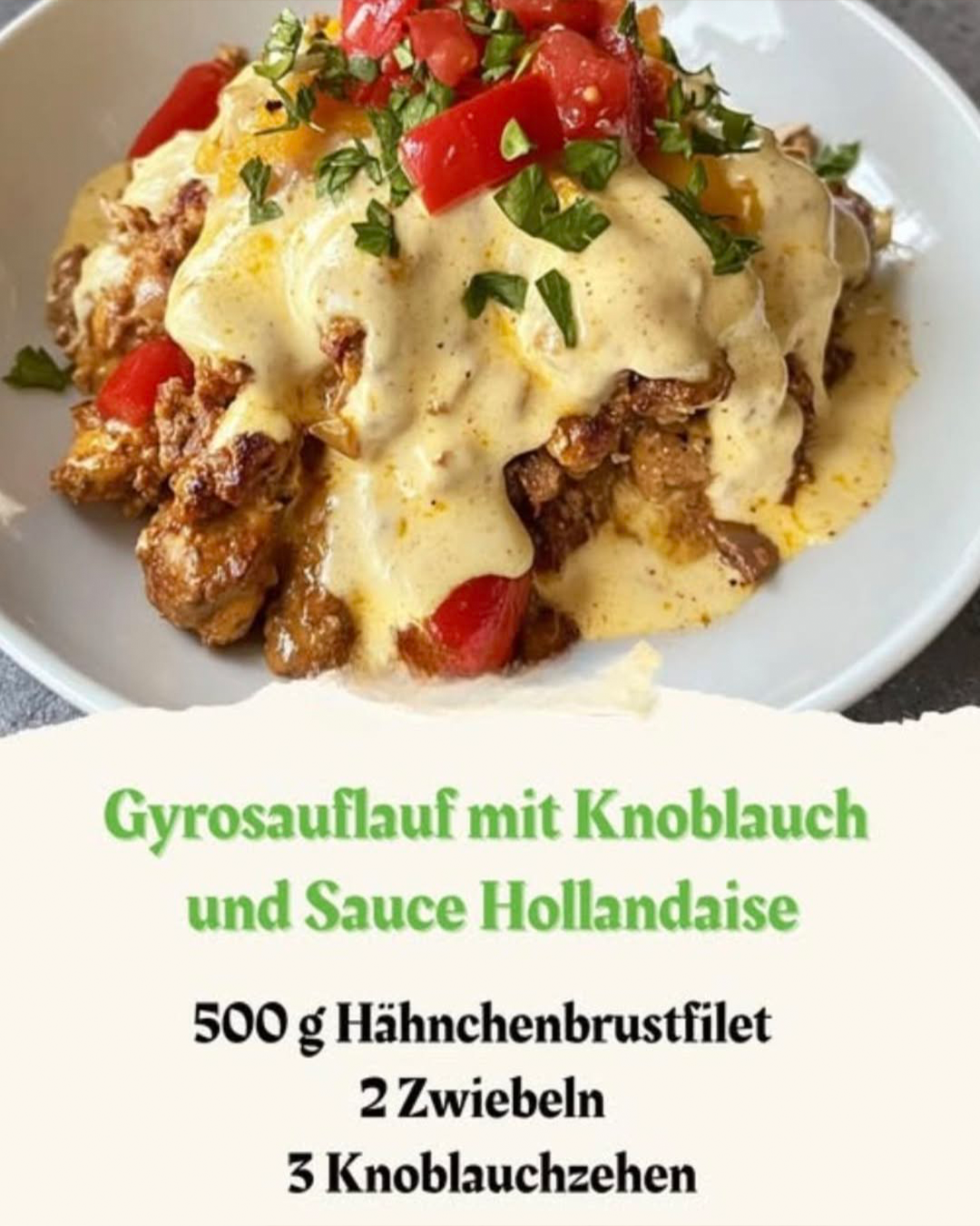 Gyrosauflauf mit Knoblauch – geht ruckzuck und schmeckt super!