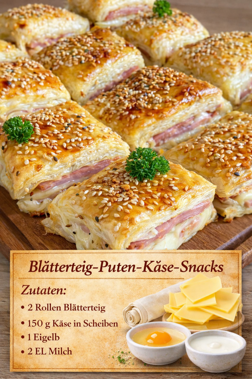 Schnelle Blätterteig-Snacks mit Pute & Käse: In 20 Min. fertig