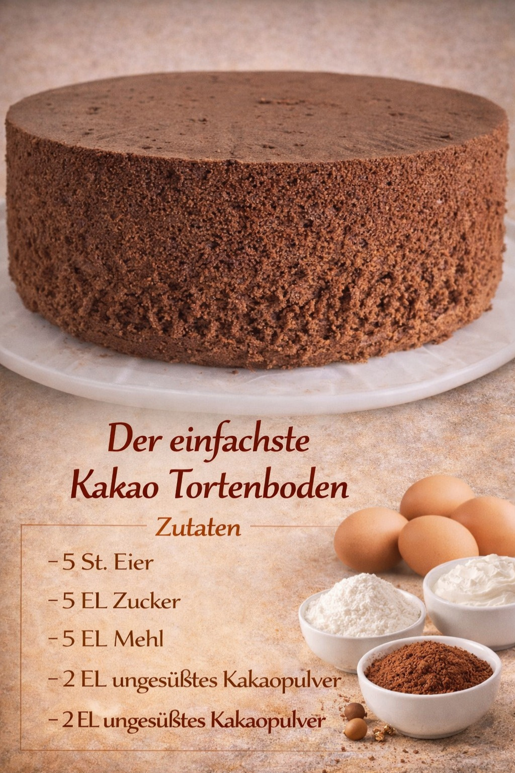 Einfachster Kakao-Tortenboden: Die 5-Löffel-Regel